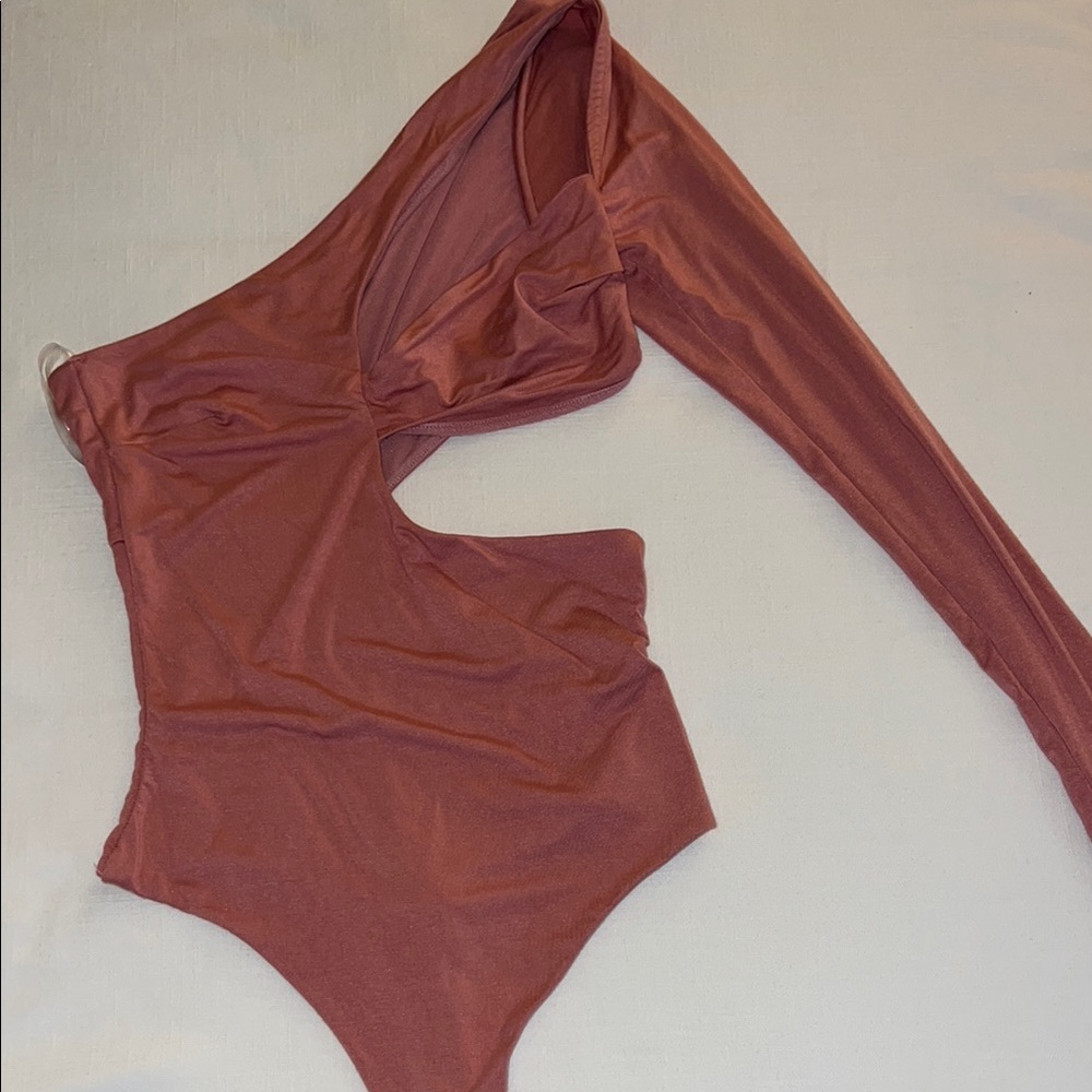 Rust One-Shoulder Bodysuit